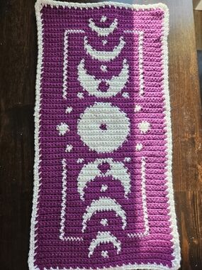 Handmade Purple and Cream Crochet Runner - Home Accents Decor